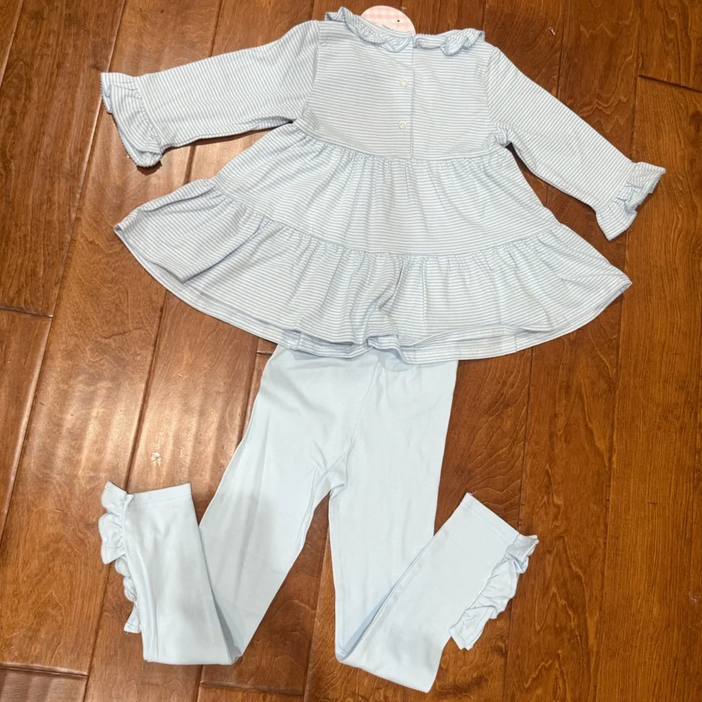 NWT Size 6 Classic Whimsy Blue Stripped Pumpkin Legging Set